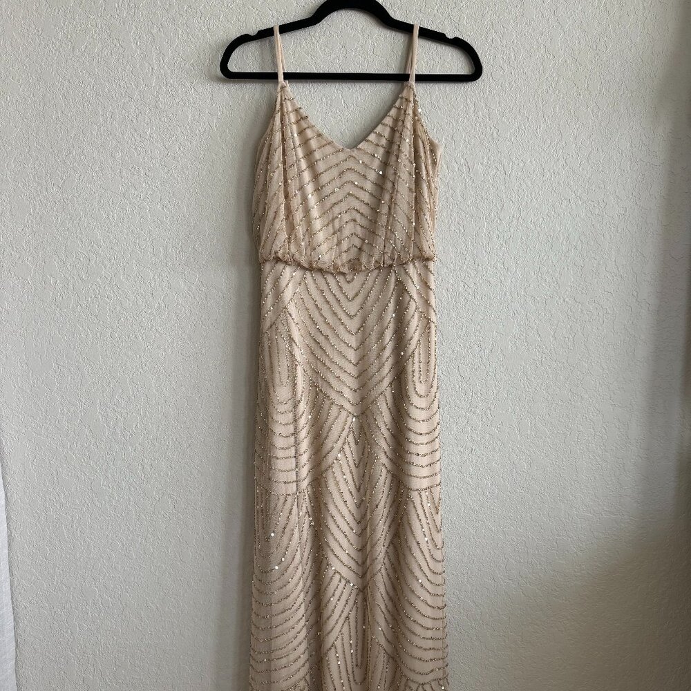 Adrianna Pappel Gold Beaded Gown Dress